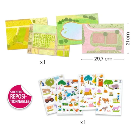 Jeu créatif d'autocollants réutilisables Farm, Djeco