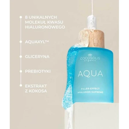 Cocosolis, AQUA, suero facial con ácido hialurónico, 50 ml