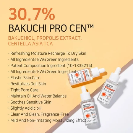 APLB Bacchiol Propolis Ampulle, beruhigendes Gesichtsserum mit Bacchiol und Propolis, 40 ml