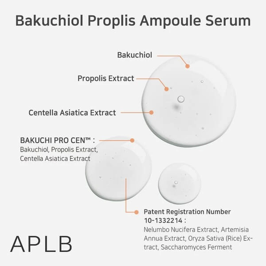 APLB Bacchiol Propolis Ampulle, beruhigendes Gesichtsserum mit Bacchiol und Propolis, 40 ml