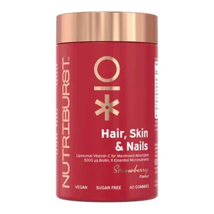 Nutriburst Hair Skin &amp; Nails, jeleuri, aromă de căpșuni, 60 buc.