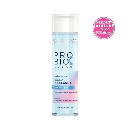 Soraya Probio Clean, eau micellaire probiotique, hydratante pour les peaux normales et sèches, 250 ml