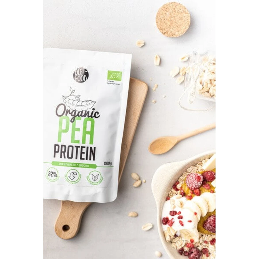 Diet-Food, Proteína de guisante ecológica, proteína de guisante, 200 g