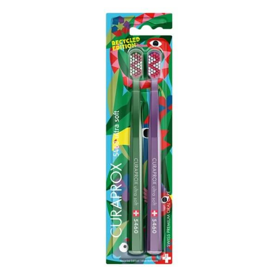 Curaprox CS 5460 Recycelt, Zahnbürsten, ultraweich, 2 Stück.