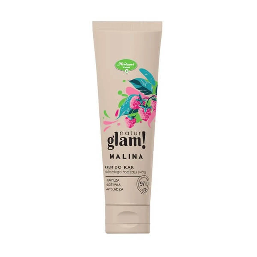 Natur Glam, crème pour les mains, framboise, 100 ml