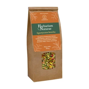 Green Mornings, Herbarium Naturae, Exotic Sencha, kruiden- en vruchtenthee, 50 g.