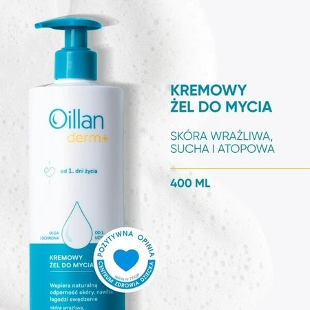 Lote de 2 x Oillan Derm+, gel de baño cremoso, 400 ml