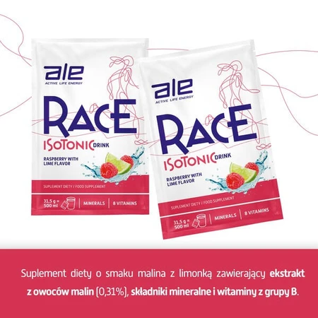 Ale Race Isotonisches Getränk Himbeere & Amp; Limettengeschmack, Pulver, 31,5 g