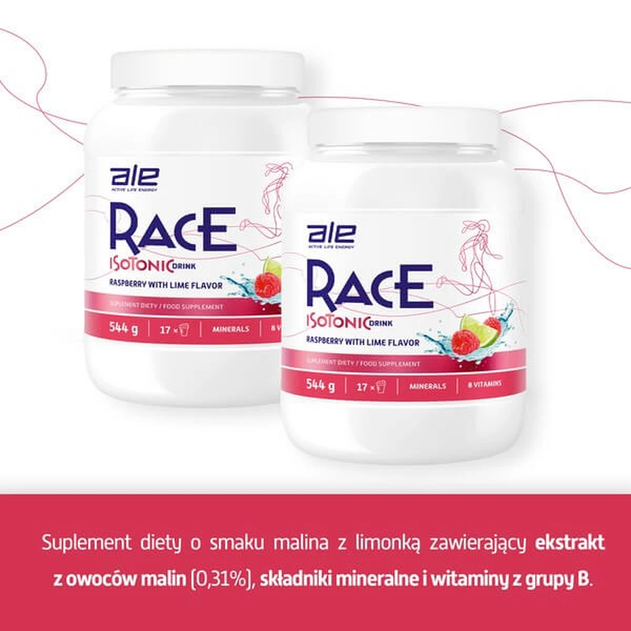 Ale Race Boisson isotonique Framboise &amp ; Arôme de citron vert, poudre, 544 g