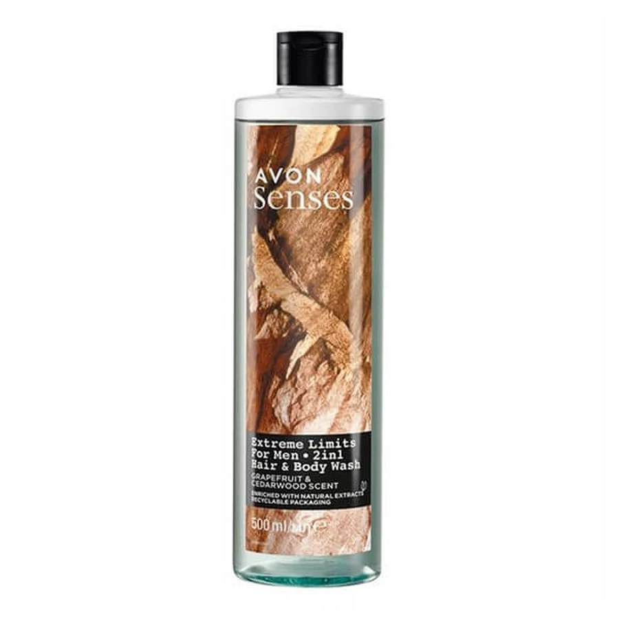 Avon Senses, Extreme Limits, gel limpiador corporal y capilar para él, 500 ml