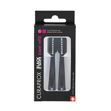 Curaprox Negro es Blanco, Recambio de viaje, cabezales, 2 uds.