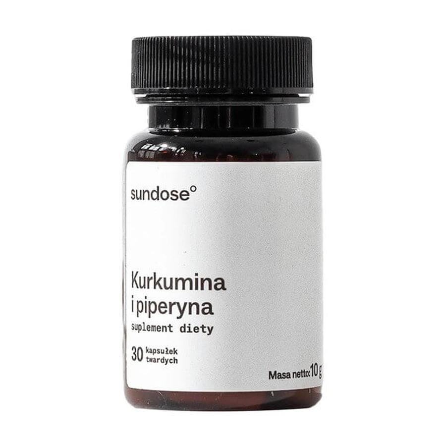 Sundose Kurkuma und Piperin, Hartkapseln, 30 Stück.