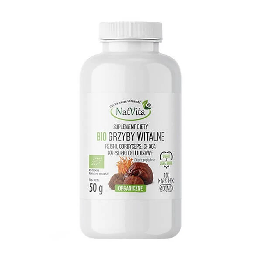 NatVita Bio Vitalpilze, Kapseln, 100 Stück.