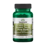 Swanson Graine de raisin, thé vert &amp ; complexe d'écorce de pin, gélules, 60 pcs.