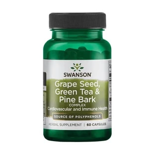 Swanson Graine de raisin, thé vert &amp ; complexe d'écorce de pin, gélules, 60 pcs.