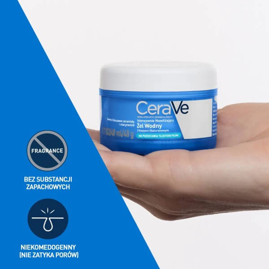 CeraVe, intensiv feuchtigkeitsspendendes Wassergel mit Hyaluronsäure, 48 ml