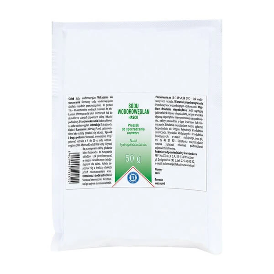 Bicarbonato sódico, polvo para hacer solución, 50 g (Hasco)