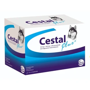 Cestal Plus, ontwormingstabletten voor honden, kauwtabletten en kauwtabletten, 200 stuks (25 blisterverpakkingen van 8).