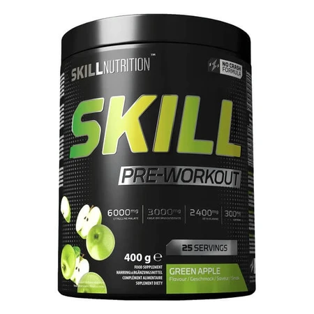 Skill Nutrition Pre-Workout, poeder, smaak groene appel, 400 g