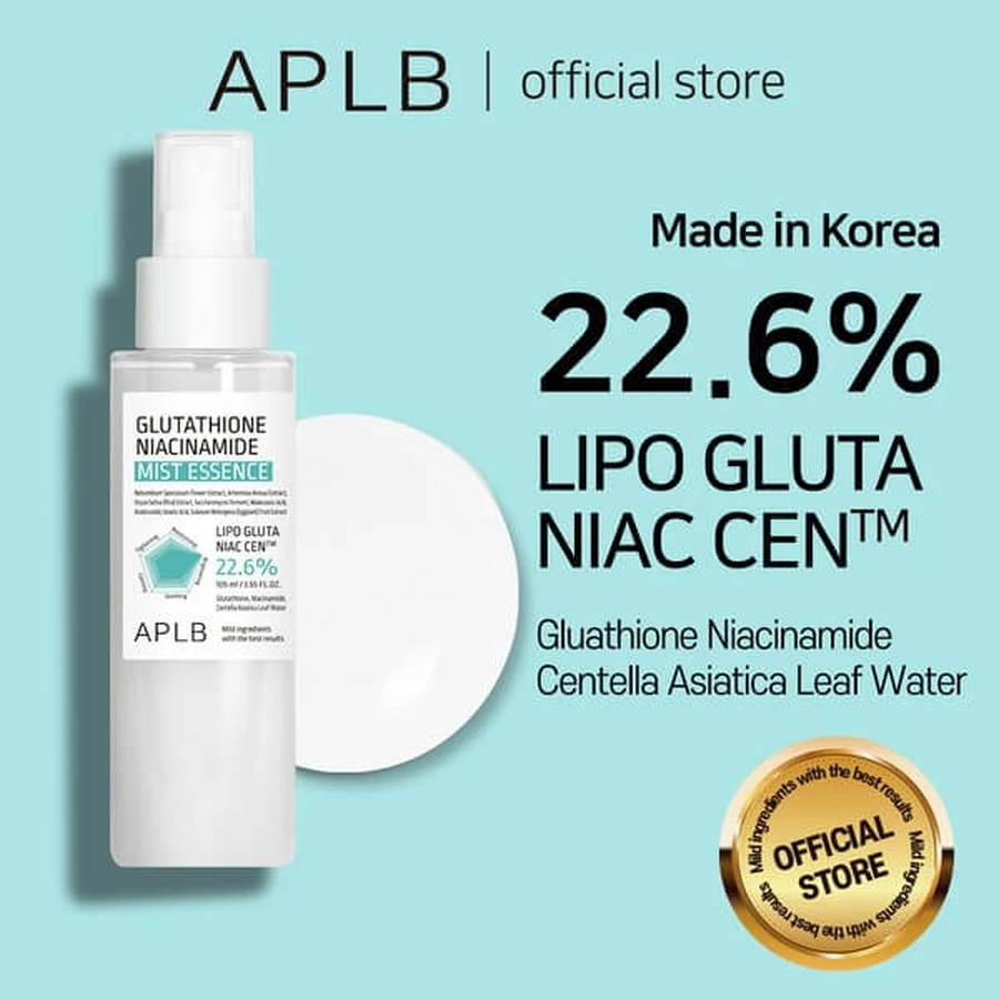 APLB Glutathione Niacinamide Mist Essence, esencia facial iluminadora con glutatión y niacinamida, 105 ml