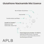 APLB Glutathione Niacinamide Mist Essence, esencia facial iluminadora con glutatión y niacinamida, 105 ml