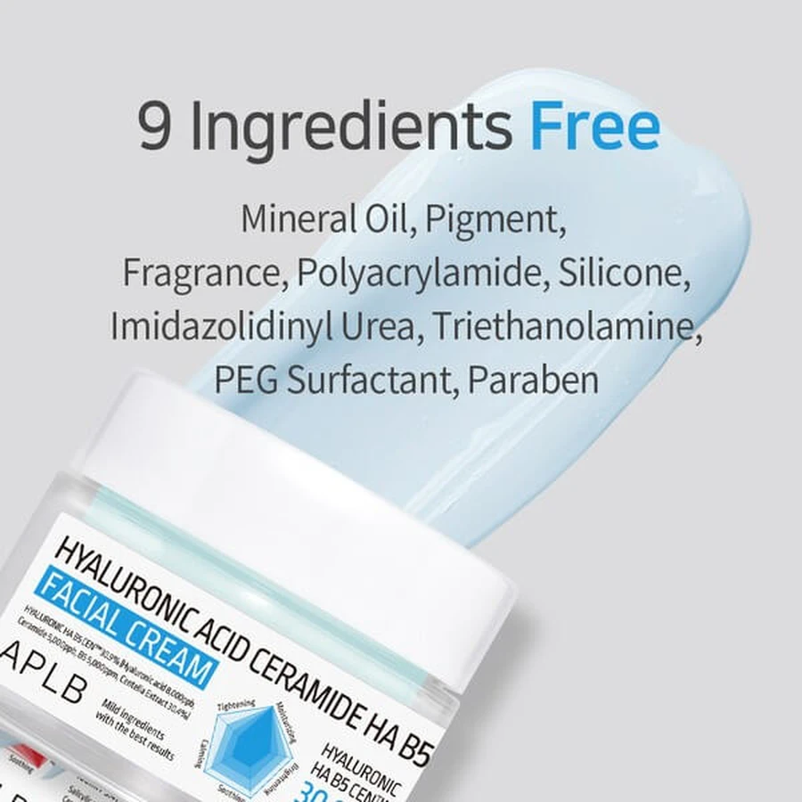 APLB Hyaluronic Acid Ceramide HA B5, Feuchtigkeitscreme für das Gesicht mit Hyaluronsäure, Ceramiden und Vitamin B5, 55 ml