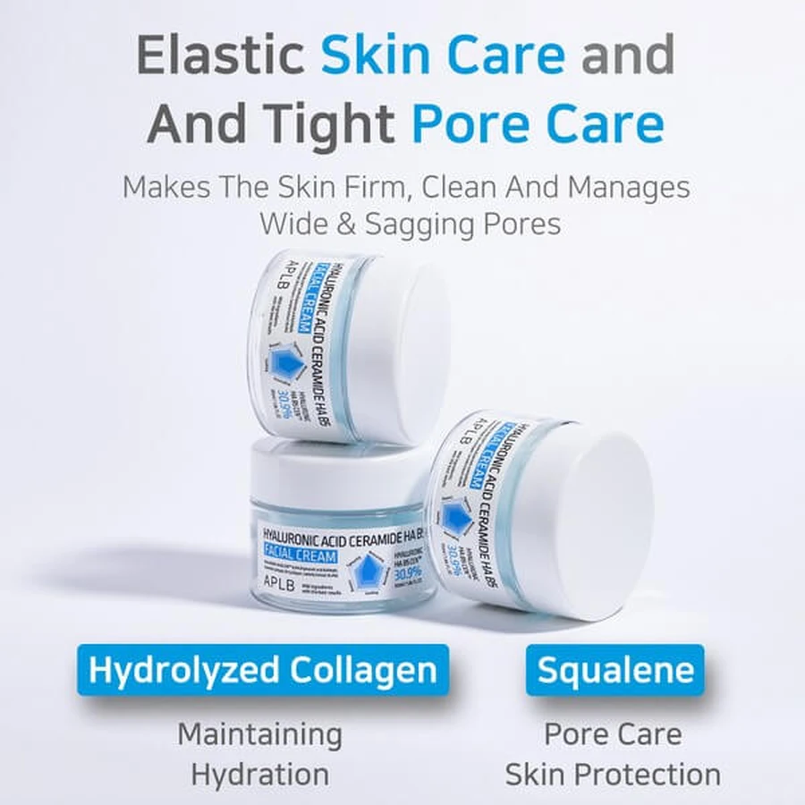 APLB Hyaluronic Acid Ceramide HA B5, Feuchtigkeitscreme für das Gesicht mit Hyaluronsäure, Ceramiden und Vitamin B5, 55 ml