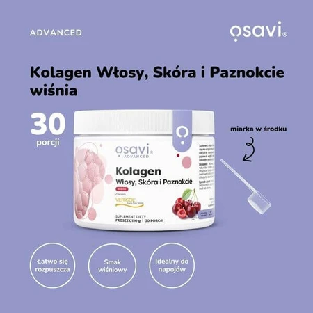 Osavi Collageen Haar, Huid en Nagels, poeder, kersensmaak, 150 g