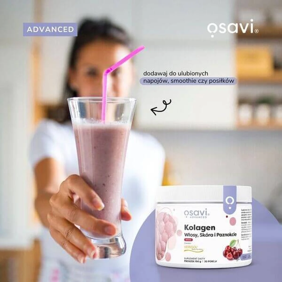 Osavi Collageen Haar, Huid en Nagels, poeder, kersensmaak, 150 g