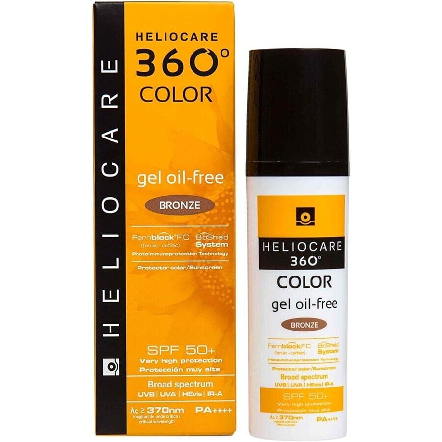 Heliocare 360º Gel Oil-Free con Pigmento de Color SPF50, Bronce, 50 ml, Cantabria