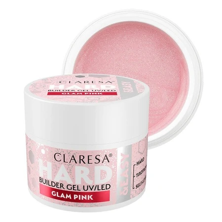 Claresa Hard&amp;Easy Builder Gel, gel de construcción de uñas, Glam Pink, 45 g