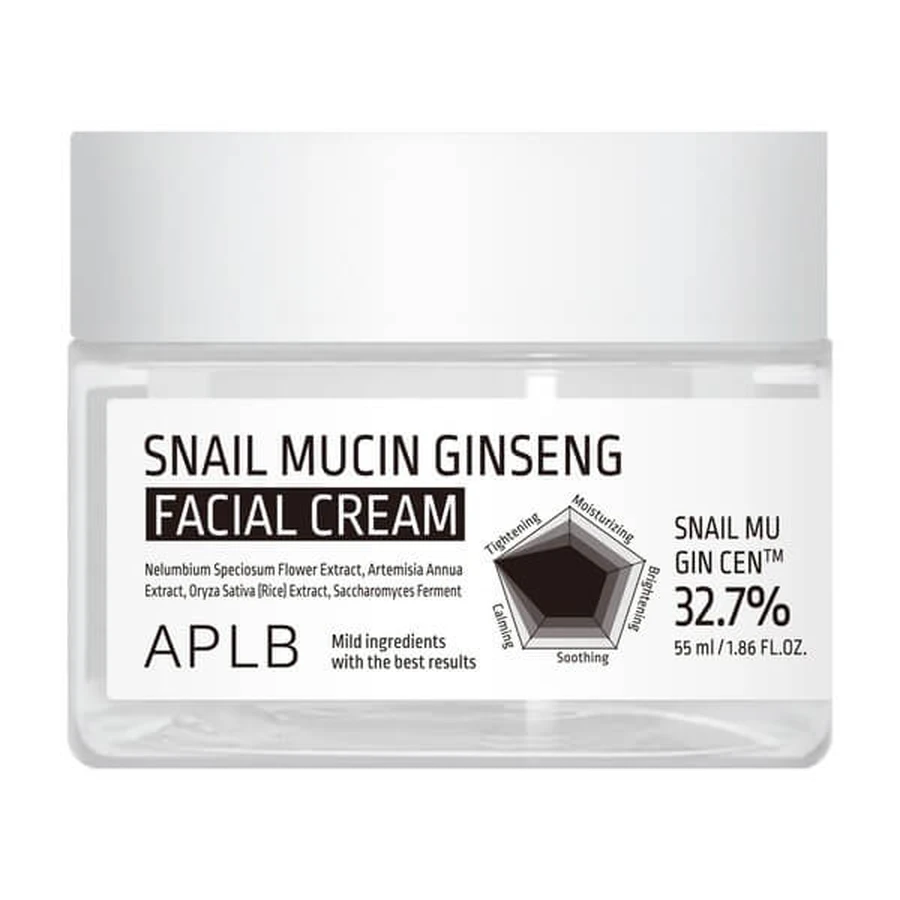 APLB Crema facial de mucina de caracol y ginseng, crema facial regeneradora con mucina de caracol y ginseng, 55 ml