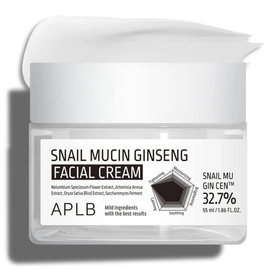 APLB Crema facial de mucina de caracol y ginseng, crema facial regeneradora con mucina de caracol y ginseng, 55 ml