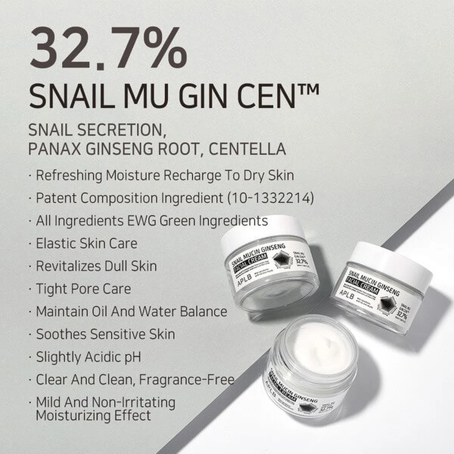 APLB Crema facial de mucina de caracol y ginseng, crema facial regeneradora con mucina de caracol y ginseng, 55 ml