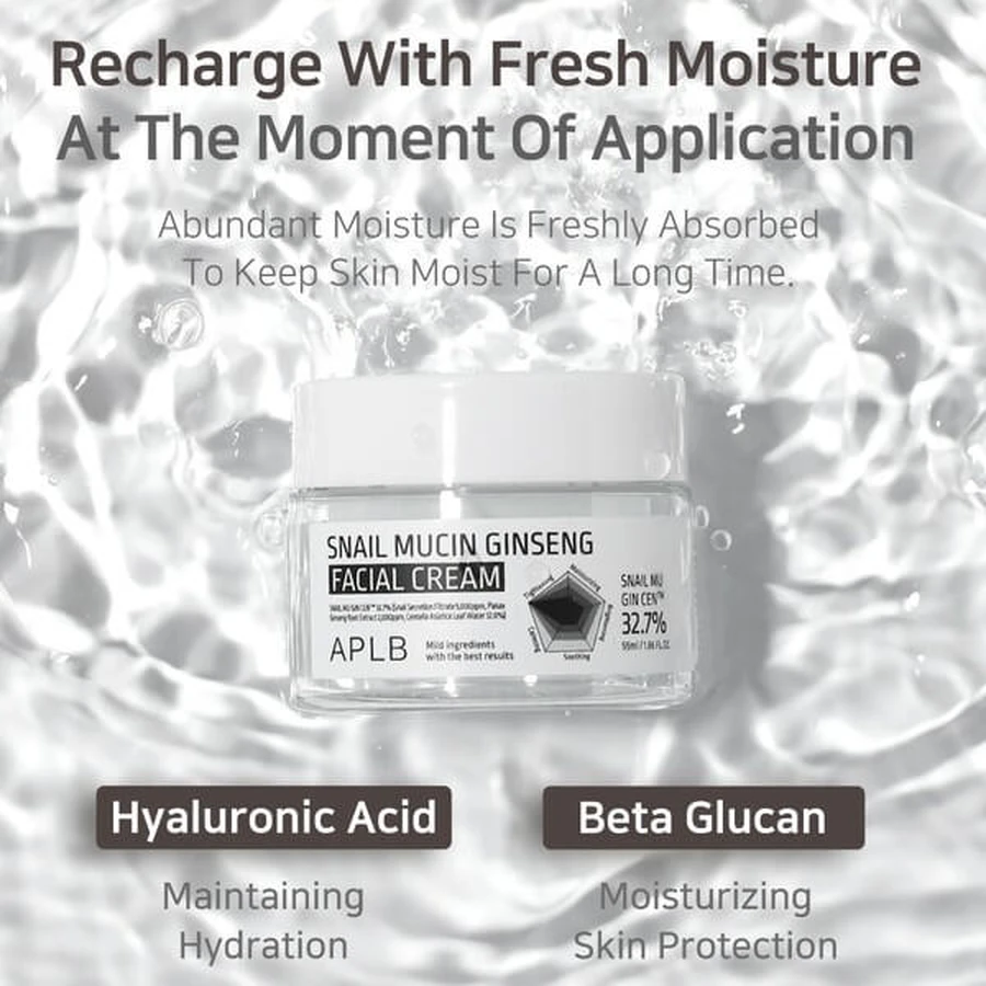 APLB Crema facial de mucina de caracol y ginseng, crema facial regeneradora con mucina de caracol y ginseng, 55 ml