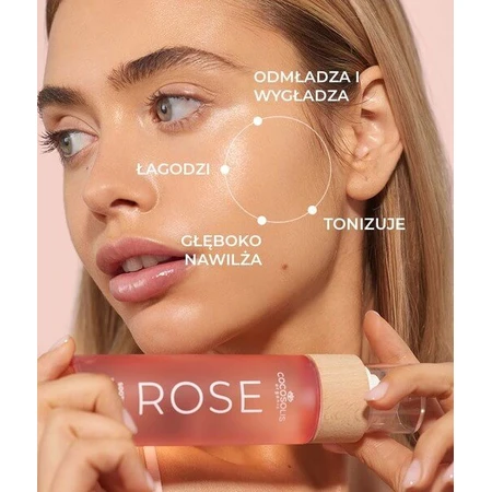 Cocosolis Rose, lotion tonique apaisante pour le visage à base de rose de Damas, de cactus et de noix de coco, 100 ml