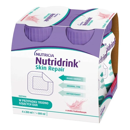 Set Nutridrink Skin Repair, flüssig, Erdbeer-, Schokoladen-, Vanillegeschmack 4 Stk. x 200 ml (x3) + INTENO Soft Care, Hautpflegetücher, 10 s