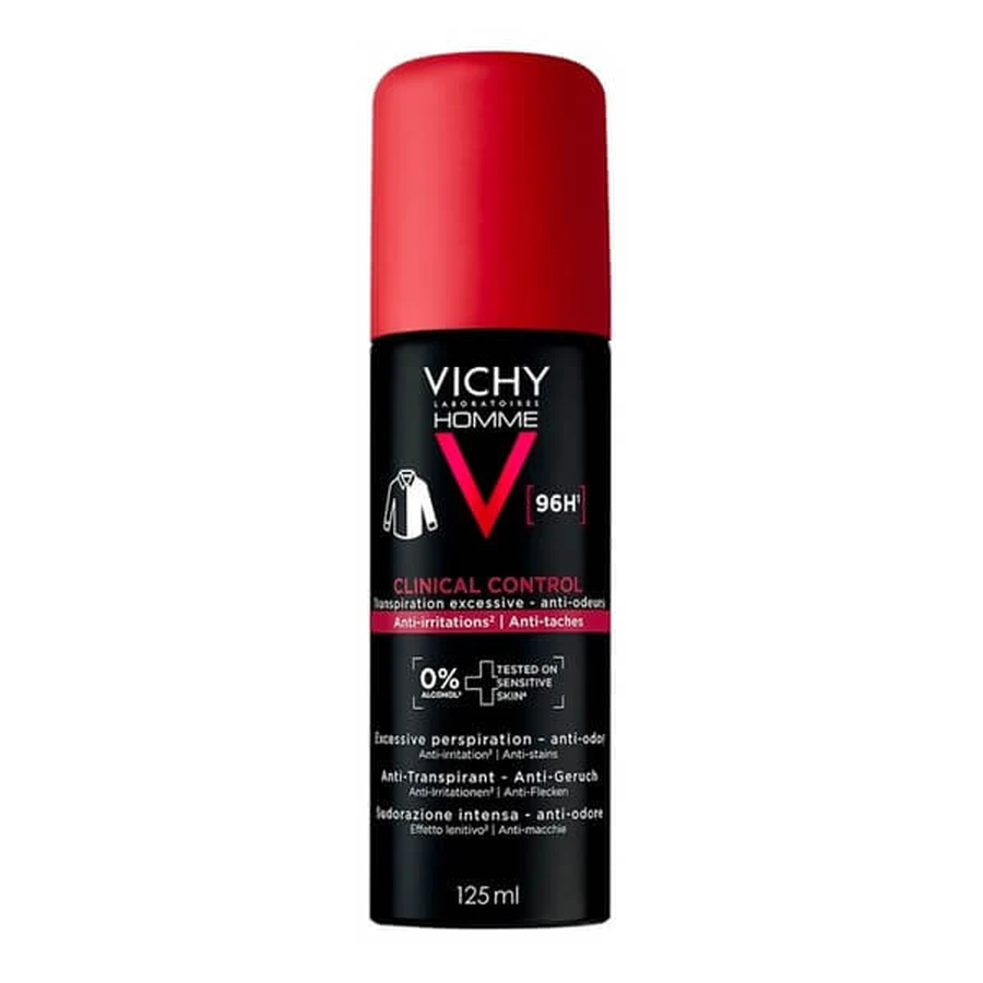 Vichy Homme Clinical Control 96h, anti-transpirant, spray, 125 ml