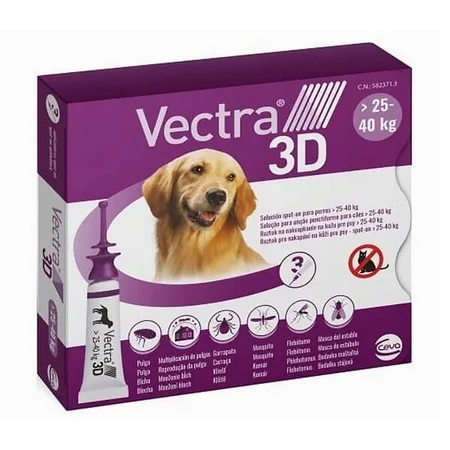 Vectra 3D Solution für Hunde 25-40 kg, Parasitenschutz, Pipetten, 3 Stück.