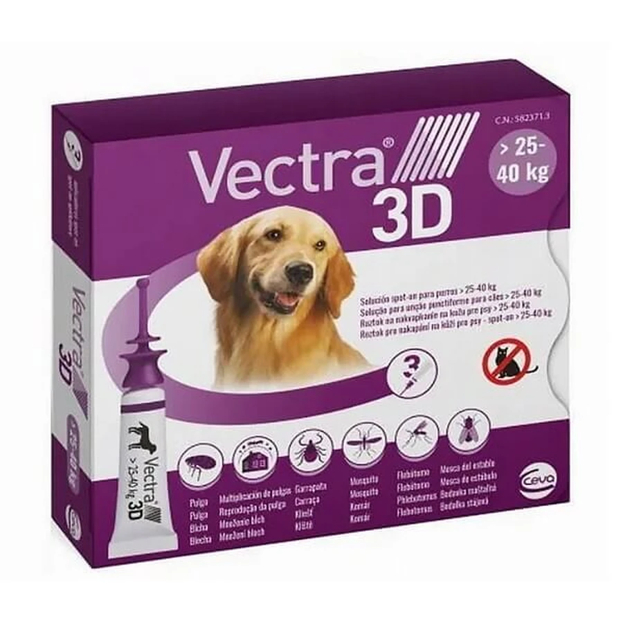 Vectra 3D Solution für Hunde 25-40 kg, Parasitenschutz, Pipetten, 3 Stück.
