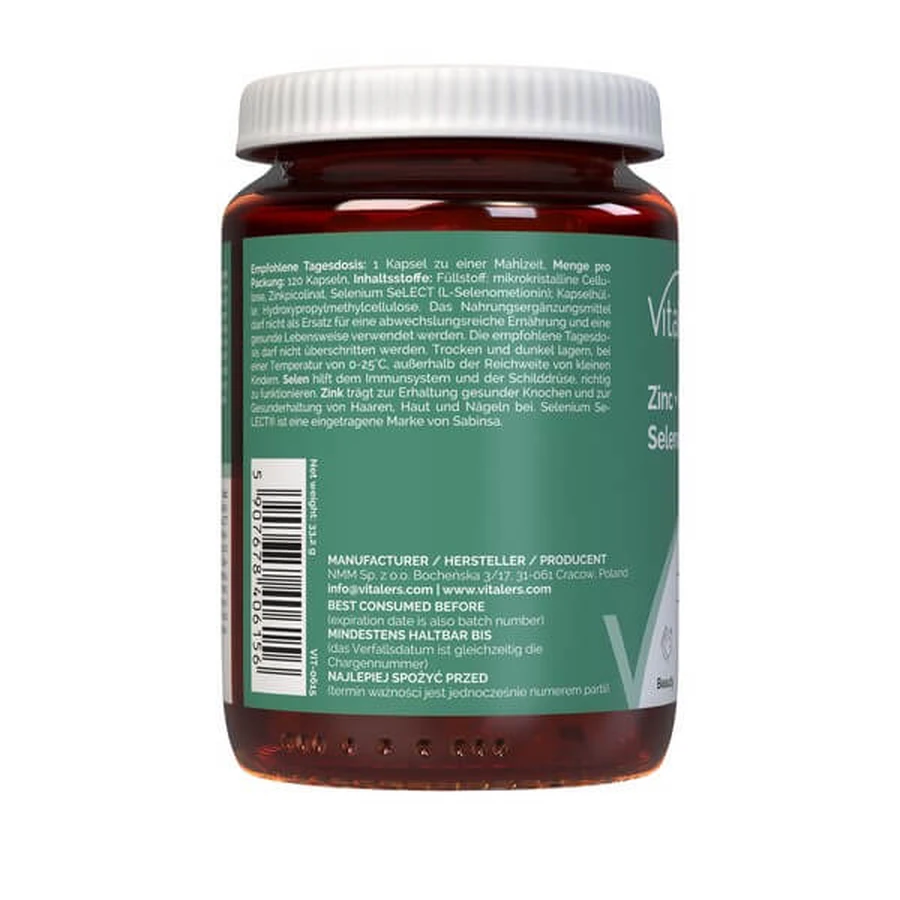 Vitaler's Zink 15 mg + Selenium 200 µg, capsules, 120 st.