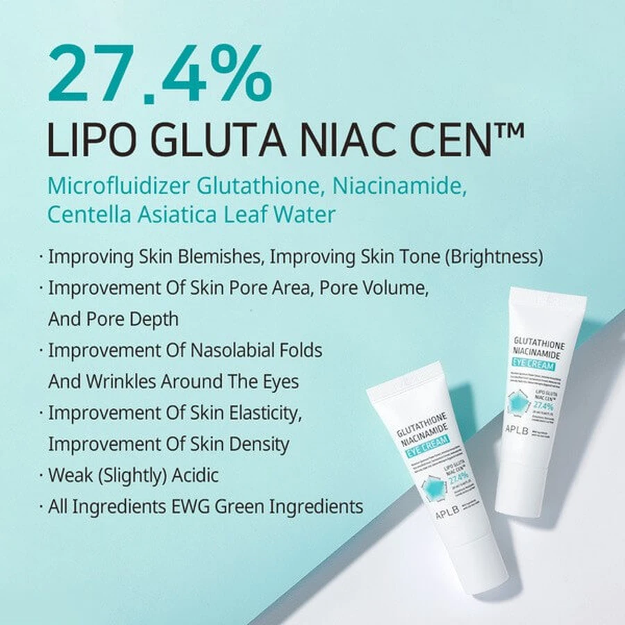 APLB Glutathion-Niacinamid-Augencreme, Augencreme mit Glutathion und Niacinamid, 20 ml