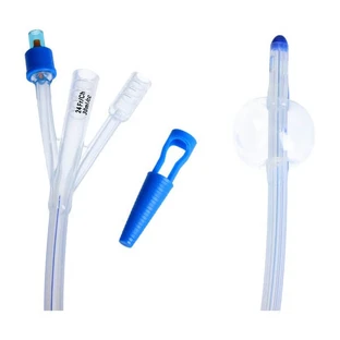 Esquema, sonda urológica Foley'a, de tres vías con válvula de plástico y marcador de contraste, CH 24/30 ml, 1 ud.