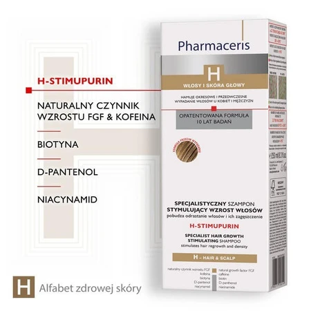 Pharmaceris H set, champú especializado estimulante del crecimiento capilar, 250 ml + tratamiento intensivo estimulante del crecimiento capilar, 125 ml