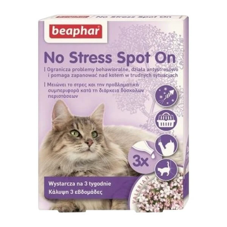 Beaphar No Stress Spot On, gotas calmantes para gatos, 3 x 0,4 ml