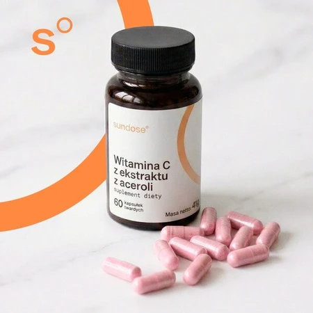 Sundose Vitamina C de extracto de acerola, cápsulas duras, 60 uds.