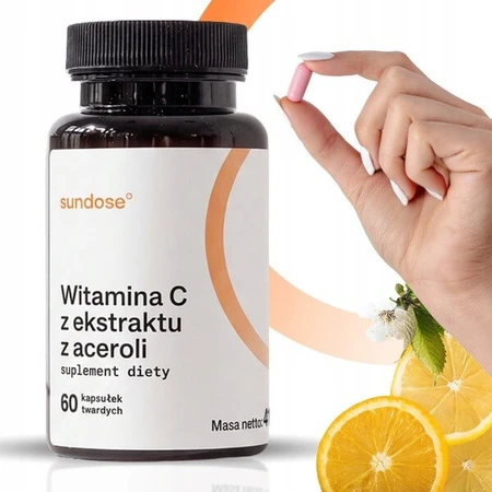 Sundose Vitamina C de extracto de acerola, cápsulas duras, 60 uds.