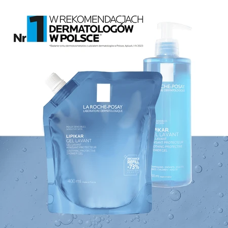 La Roche-Posay set, Lipikar Gel Lavant, cleansing gel, 400 ml + refill pack, 400 ml