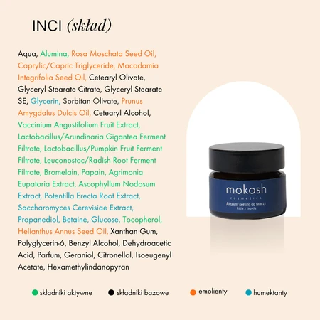 Mokosh, actieve gezichtsscrub, roos en bosbes, 15 ml