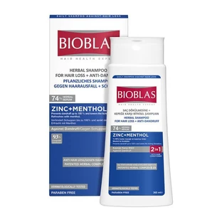 Bioblas, kruiden anti-roos shampoo en conditioner (2-in-1) met zink en menthol, 360 ml